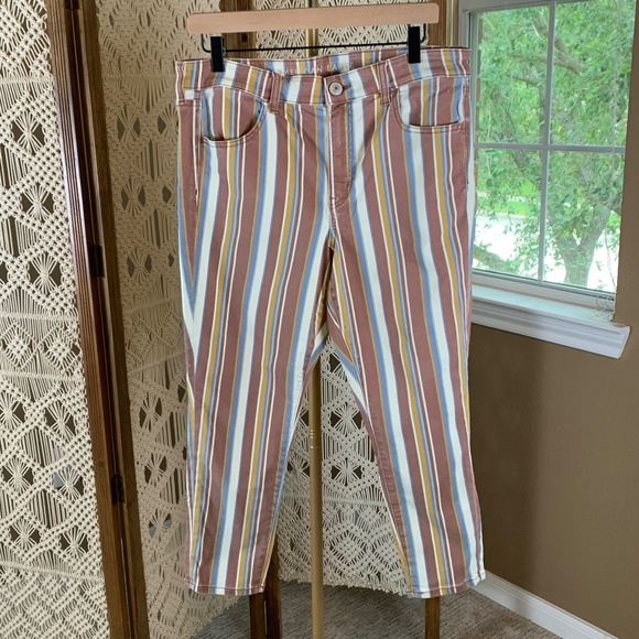 American Eagle Jeans 16 Short Hi-Rise Jegging Skinny Striped Stretchy Hippie - Picture 1 of 10